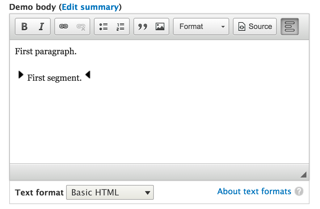 Displaying segments (first version)